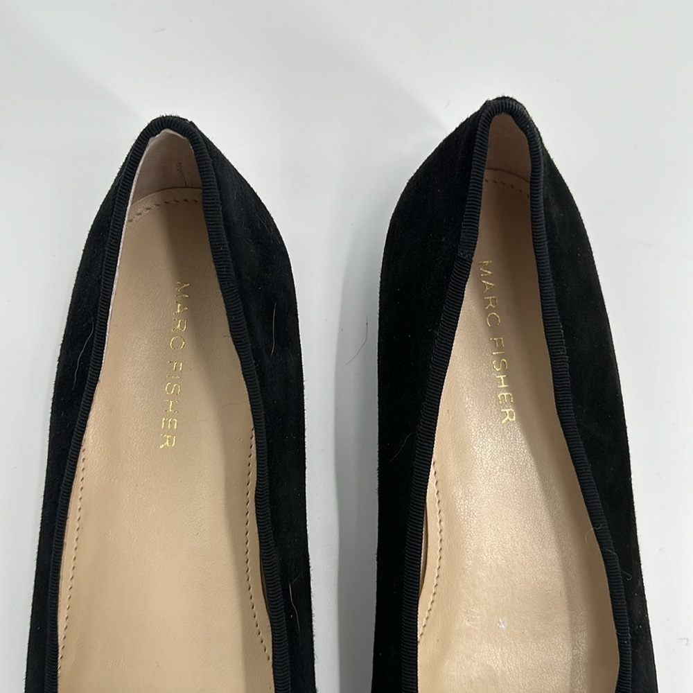 Marc Fisher Black Suede and Leather Buckle Flats Size 8.5 - Picture 3 of 8